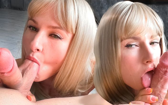 Laloka 4 You: Возбужденная блондинка глубоко заглатывает большой хуй до спермы в рот в видео от первого лица