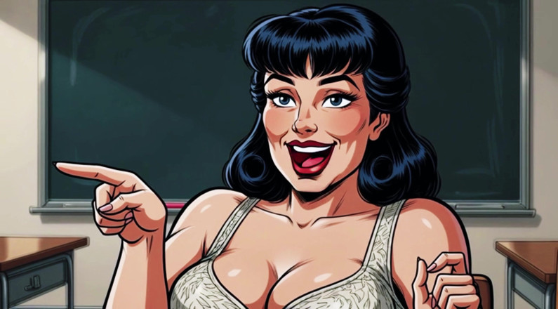 AI Porn: Naughty Cleavage Teachers Tease