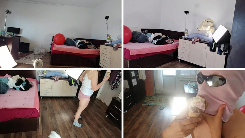 Amateur_MS: Amateur vrouw zuigt ijs, latina harig poesje, grote kont, grote...
