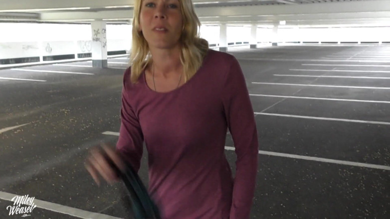 Miley Weasel: German Blonde Miley Weasel Assfucked in the Parkinglot