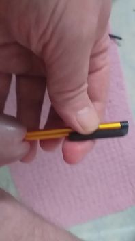 Daddy Stands on the Toilet and Plays with His Penis but a Pen