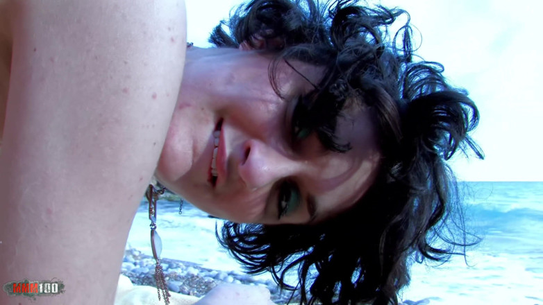 MMM100: French brunette ass fucking at the beach by a big...