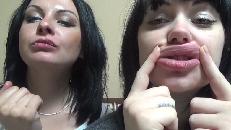 Goddess Misha Goldy: Changing shapes of our big lips by fingers together!