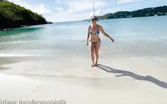Cheating Wife Sucks Strangers Dick at the Beach, Slut Wife Blowjob to Strangers at the Beach