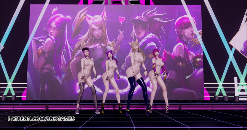 3D-Hentai Games: Girls day - Something naked dance Ahri, Akali, Evelynn, Kaisa 3D uncensored...