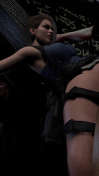 Mengongkek Jill Valentine berdiri - parodi lucah janda penduduk