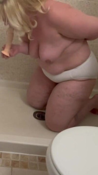 BBW Whore Gags on Your Cock in the Shower
