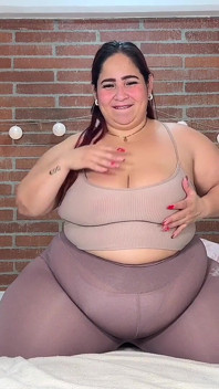 Massage on the Big Belly of a Robust Woman on the Bed: Voluminous Wobbly Belly and Body Caresses.