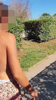 Pussy Flash - My Exhibitionist Wife Walks Naked in the Street Where Many People Pass - Caught!!!