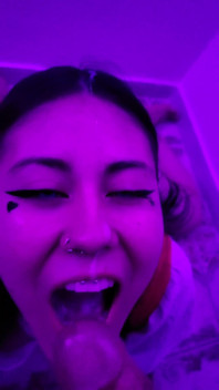 Latina Receiving Semen in Her Rich Little Mouth