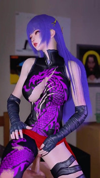 3D cosplay cadela com cabelo azul foi fodida com tanta força