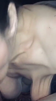 Granny with Saggy Boobs Sucking Dick and Getting an Oral Creampie