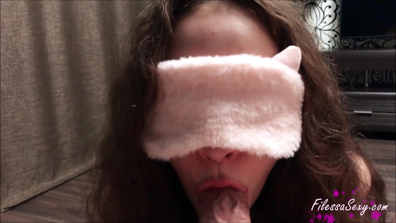 Filessa: Blindfolded teen sensual sucking big cock stepbrother - cum in mouth
