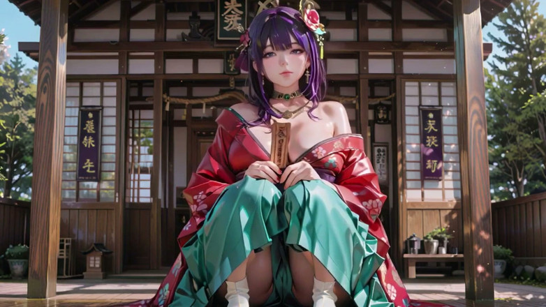 Seraphina Vale: Pagi pribadi gadis rambut ungu kimono! Bentrokan merah &amp; hijau gila.