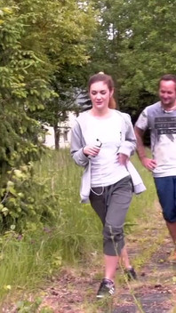 Sexy big ass brunette enjoying in hard outdoor fuck in her wide pussy