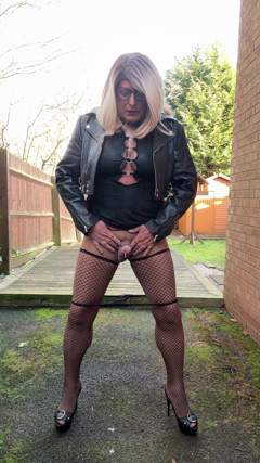 Wetting My Panties in Tan Pantyhose and Fishnet Stockings