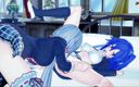 Hentai Smash: Tsubasa Kazanari cavalga o pau da menina de Futa Chris...