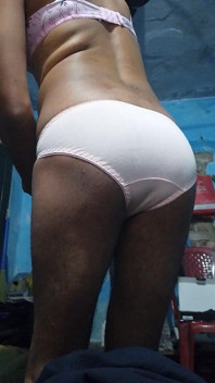 Young Indian Femboy Crossdresser with Phimosis Dick Until Cum While Wearing His Step Sister's Pink Bra and Panties