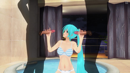 H3DC: 3D HENTAI. Miku double blowjob