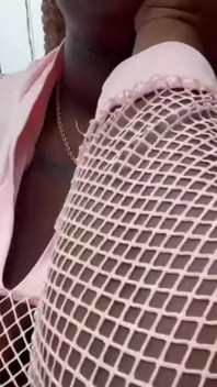 Walking Around in Fishnet Dress Fucking My Pussy on Public Staircase