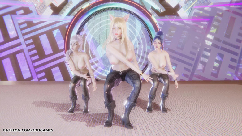 3D-Hentai Games: Kard - silah sesi ahri, kaisa ve evelynn seksi striptiz
