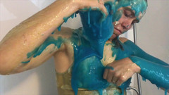 Wamgirlx: Oiled and creamed girl gunged in the caravan