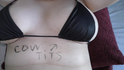 Milky Mari: Slutty girl with a big boobs in bikini get covered...