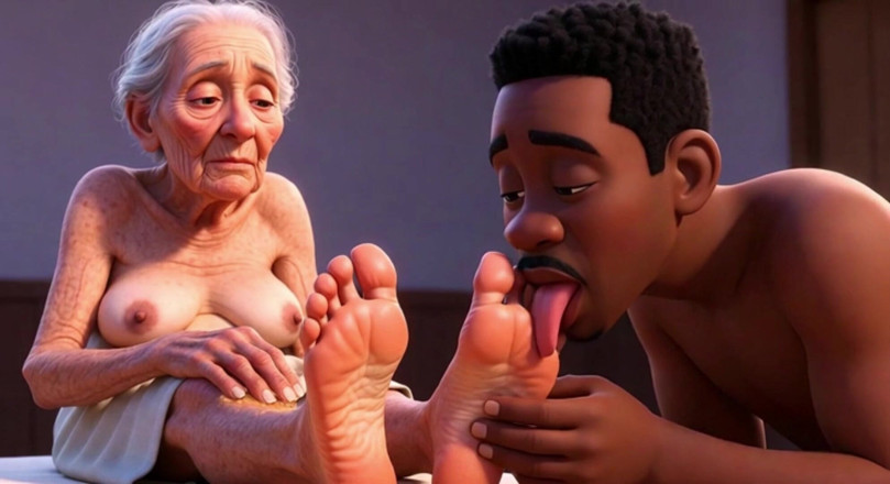 Anime Hentai: Elderly Granny Getting Feet Oiled &amp; Licked - Sole Licking Pleasure