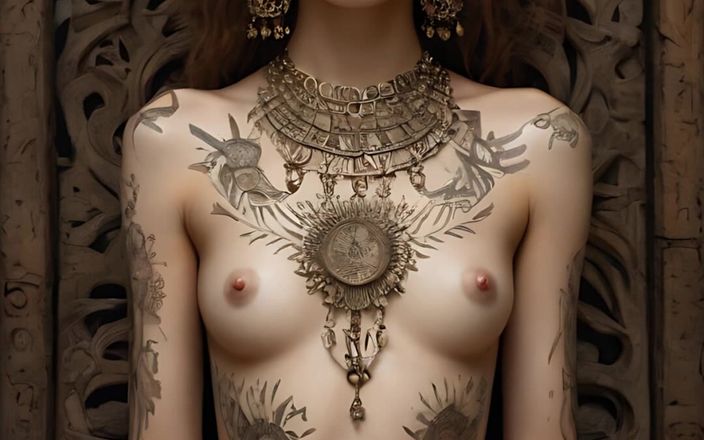 AI Girls: Desnudo artístico de una hermosa joven en un trono de...