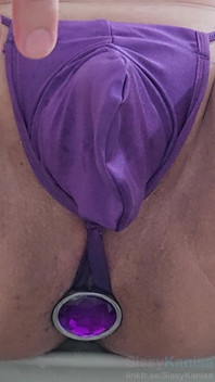 Sissy Kanisa Try on New Toy Purple Jewel Metal Anal Plug Size L