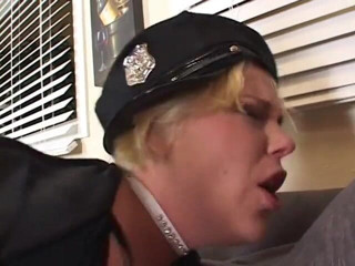 3 Bangers: Blonde policewoman gets double penetrated after deep throating two studs