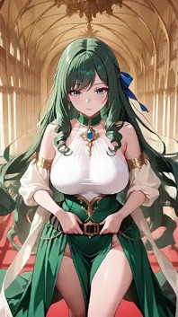 Rainha verde no Trono de Ouro! Sedução preguiçosa em um vestido de seda, que segredos se escondem por baixo?