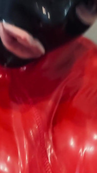 Anyone Is a Fan of Shiny Red Latex? I Know You Want to Cum All Over My Huge Tits