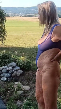 Martina Looks Great in a Sexy Blue Swimsuit!
