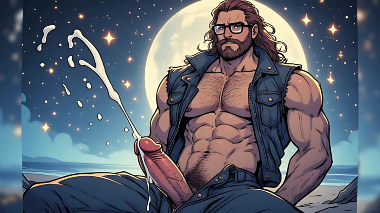 Erotic Man: Knappe hunks nachtstrand (ai)