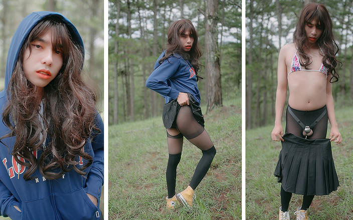 Ts Princess Rose: 亚洲娘娘腔贞和户外连裤袜