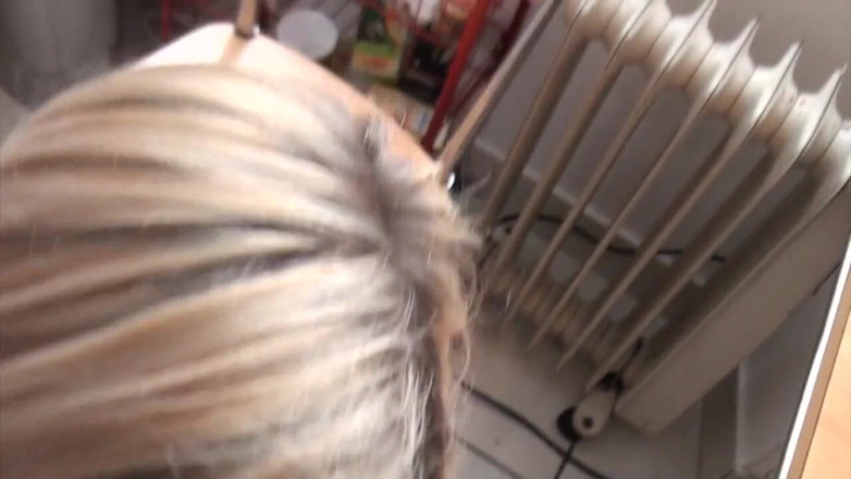 Nude in France: Slutty French blonde serves up pussy in the kitchen