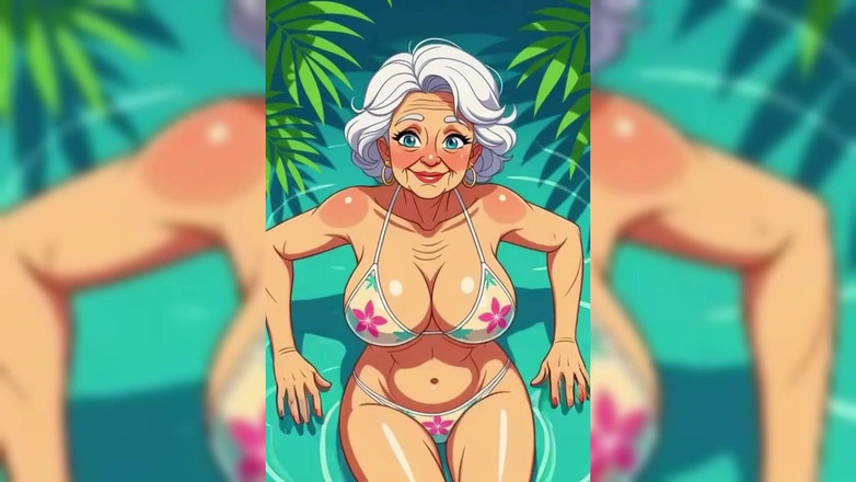 AI Porn: Flirty animovaná babička v bikinách