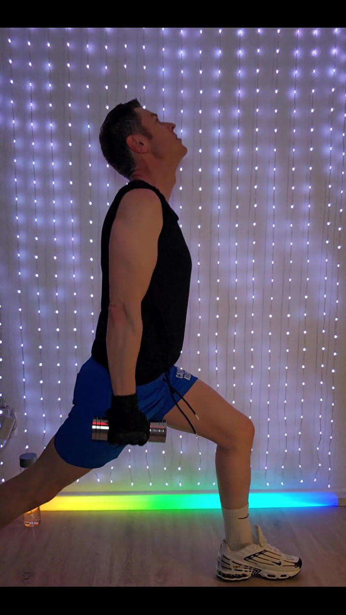 Roman Heart: Fitness Workout in Blue Ck Shorts
