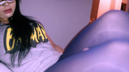 Nylon Xtreme: Masked teen blowjob with purple pantyhose