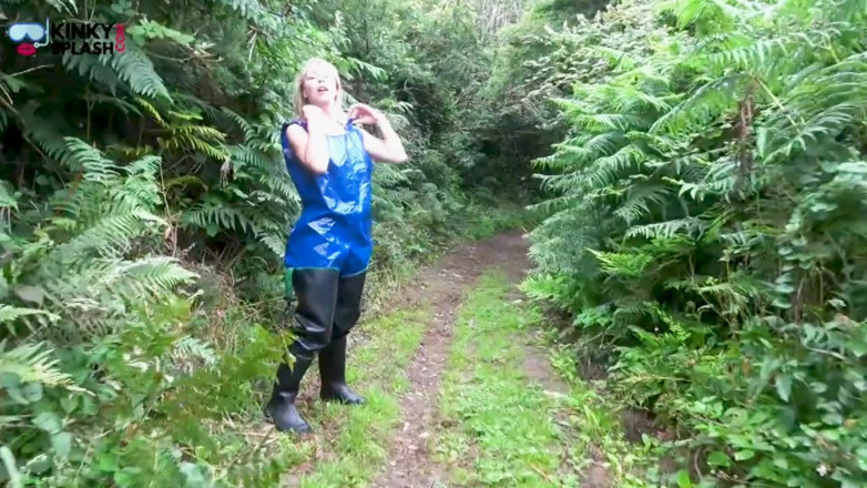 UKCuteGirl Lucy Lauren: Shiny Pvc Rainwear Walk with a Kinky Secret