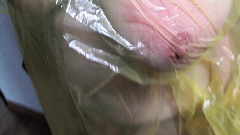 Bouncy Tits Action: Tits wrapped in foil and squeezing it