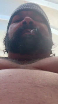 Fat Smoking Bear Jack off on the Job Site