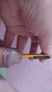 Daddy Stands on the Toilet and Plays with His Penis but a Pen