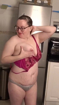 Sexy Stripping Leggings Top Bra and Knickers in the Kitchen