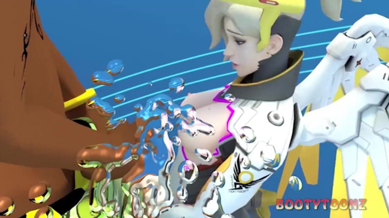 Back Alley Toonz: Interracial pau grande para peituda bebê Mercy