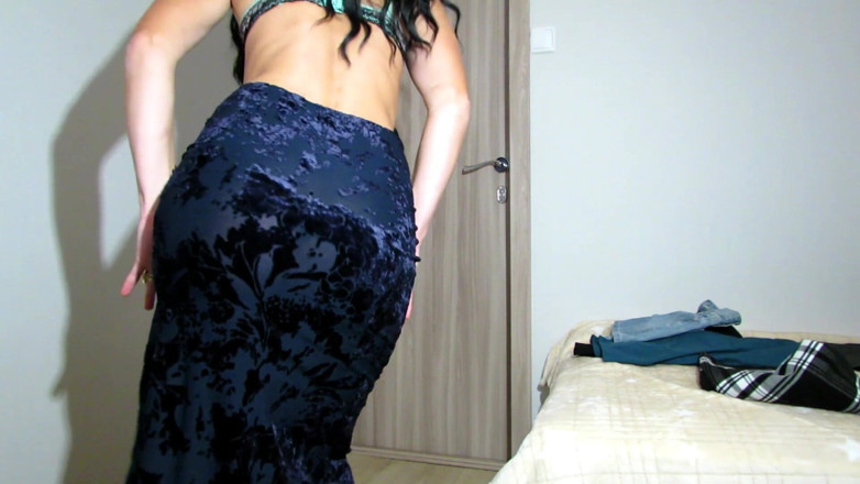 Sweet beauty: Sweet beauty trying on skirts