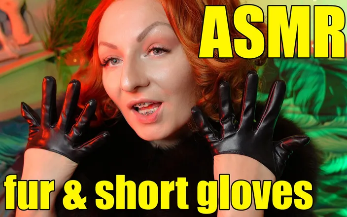 Arya Grander: Sexy pin up Arya doing ASMR sounds with short leather...
