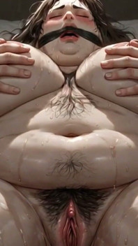 거대한 뚱뚱한 SSBBW 묶고 재갈을 물고 - 털이 무성한 보지가 떨어지는 겁에 질린