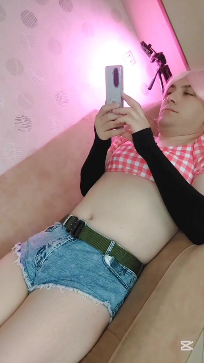 Kitty_Cross: Cute Sassy Femboy Rocking Cowgirl Style Crop Shirt &amp; Booty Shorts | 90+...